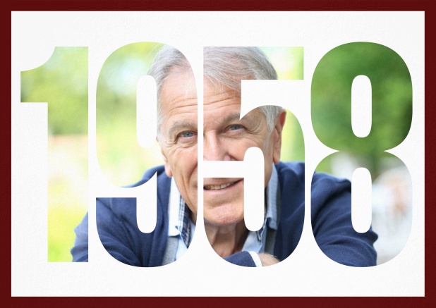 1958 geboren Querformat - Rot - 60. Geburtstag Einladungskarte zum 60. Geburtstag mit ausgeschnittener 1958 und farbigen Rand. Rot.