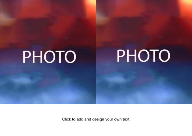 Online Photo card in landscape format with 2 photo fields for uploading your own photos including a text field.