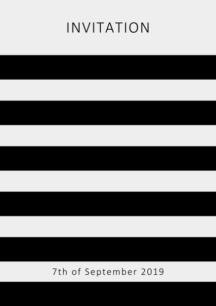 Online invitation card with black stripes in the color of your choice. Grey.