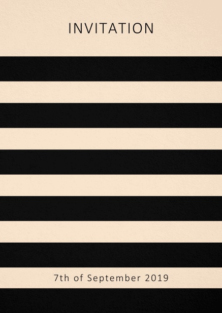 Invitation card with black stripes in the color of your choice. Orange.