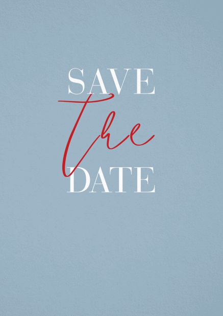 Save the Date Karte mit schwungvollem The in Save The Date. Grau.