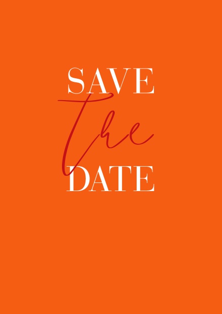 Online Save the Date Karte mit schwungvollem The in Save The Date. Orange.