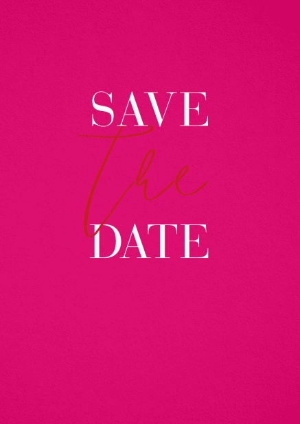 Save the Date Karte mit schwungvollem The in Save The Date. Rosa.