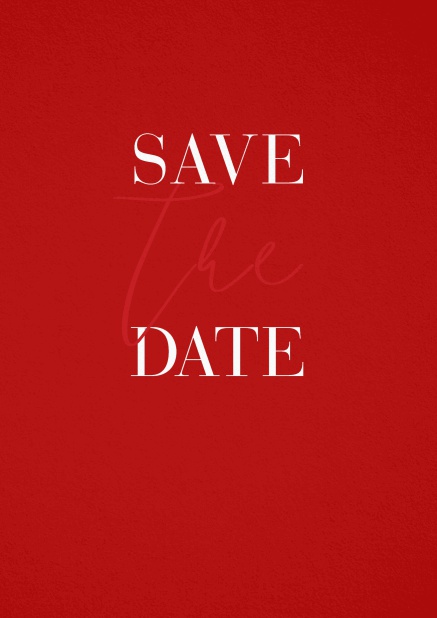 Save the Date Karte mit schwungvollem The in Save The Date. Rot.