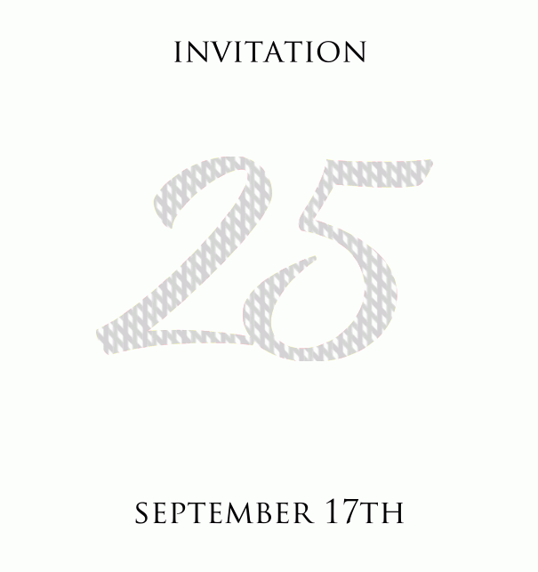 25th anniversary animated paperless invitation card with large animated silver 25 White.