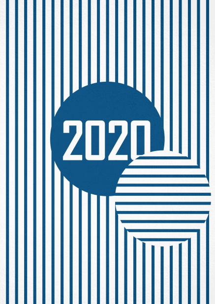 2020 Einladungskarte mit farbigen Streifen Blau.