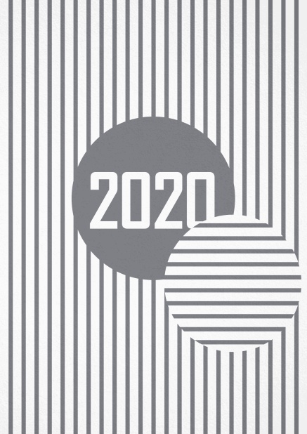 2020 Einladungskarte mit farbigen Streifen Grau.