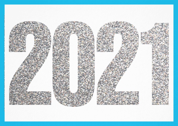 2021 silver glitter - Blue - Corporate Photo invitation card with cut out 2021 in landscape Blue.