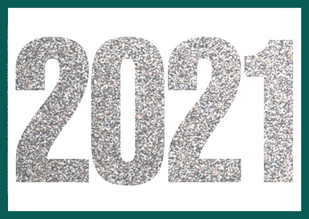 2021 silver glitter - Green - Corporate Online invitation card with cut our 2021 for your own photo Green.