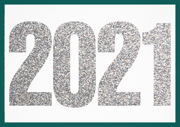 2021 silver glitter - Green - Corporate Photo invitation card with cut out 2021 in landscape Green.