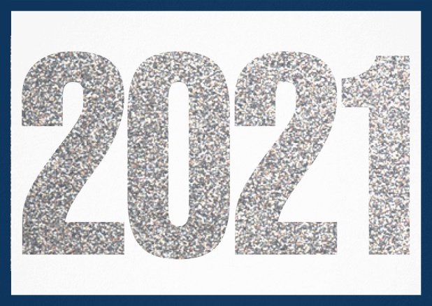 2021 silver glitter - Navy - Corporate Photo invitation card with cut out 2021 in landscape Navy.