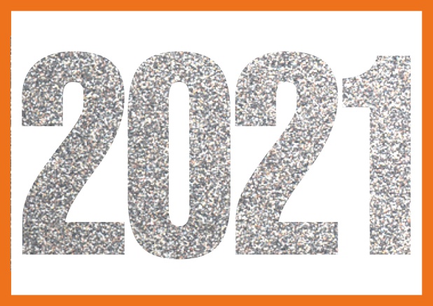 2021 silver glitter - Orange - Corporate Online invitation card with cut our 2021 for your own photo Orange.