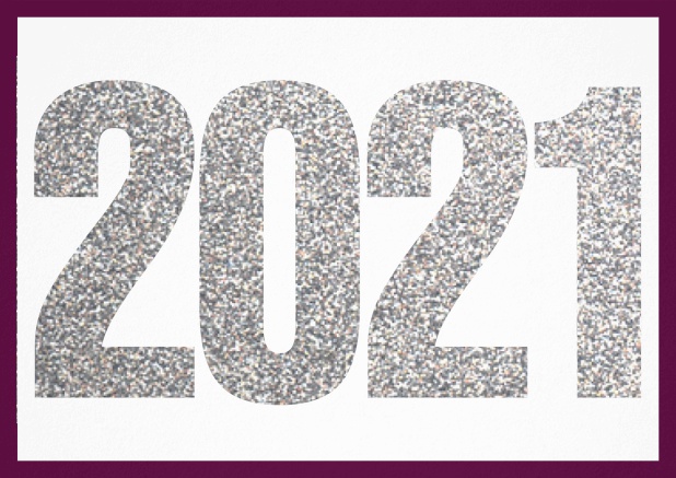 2021 silver glitter - Purple - Corporate Photo invitation card with cut out 2021 in landscape Purple.