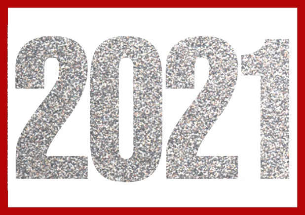 2021 silver glitter - Red - Corporate Online invitation card with cut our 2021 for your own photo Red.