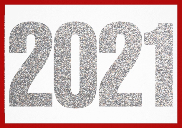 2021 silver glitter - Red - Corporate Photo invitation card with cut out 2021 in landscape Red.