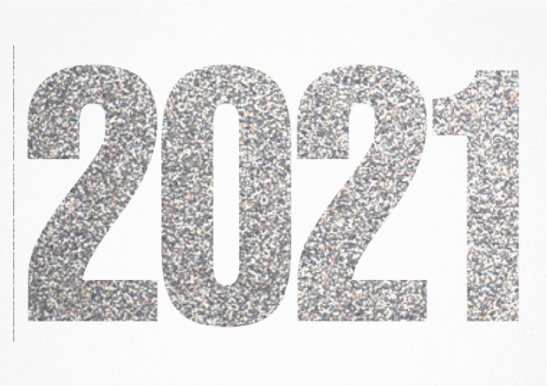 2021 silver glitter - White - Corporate Photo invitation card with cut out 2021 in landscape White.