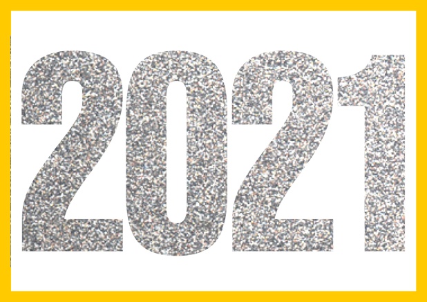 2021 silver glitter - Yellow - Corporate Online invitation card with cut our 2021 for your own photo Yellow.