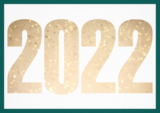 Grusskarte mit ausgeschnittener Zahl 2022 Grün.