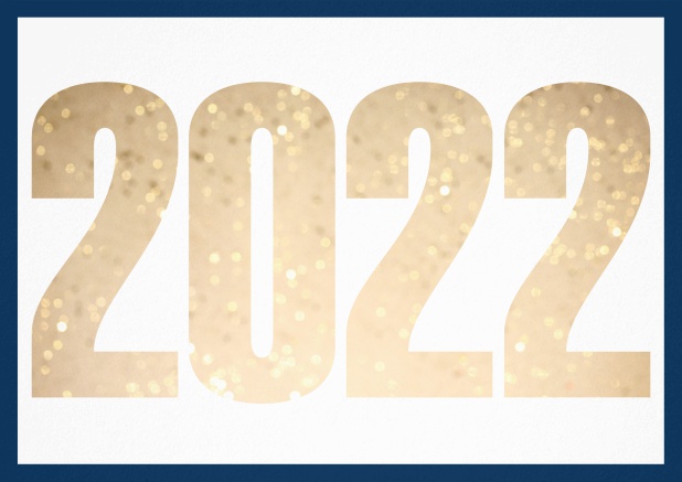 Grusskarte mit ausgeschnittener Zahl 2022 Marine.