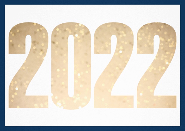 2022 feiern querformat - Marine - Silvester Grusskarte mit ausgeschnittener Zahl 2022 Marine.