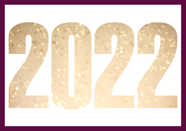 2022 feiern querformat - Lila - Silvester Online Grusskarte mit ausgeschnittener Zahl 2022 Lila.