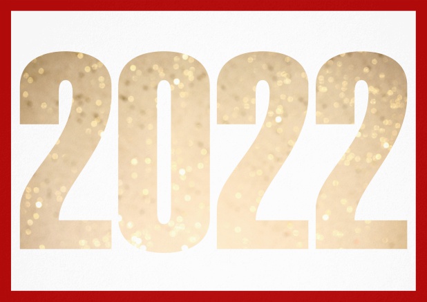 Grusskarte mit ausgeschnittener Zahl 2022 Rot.