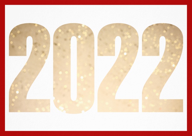 2022 feiern querformat - Rot - Silvester Grusskarte mit ausgeschnittener Zahl 2022 Rot.