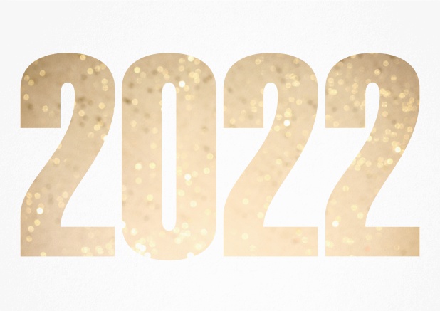 2022 feiern querformat - Weiss - Silvester Grusskarte mit ausgeschnittener Zahl 2022 Weiss.