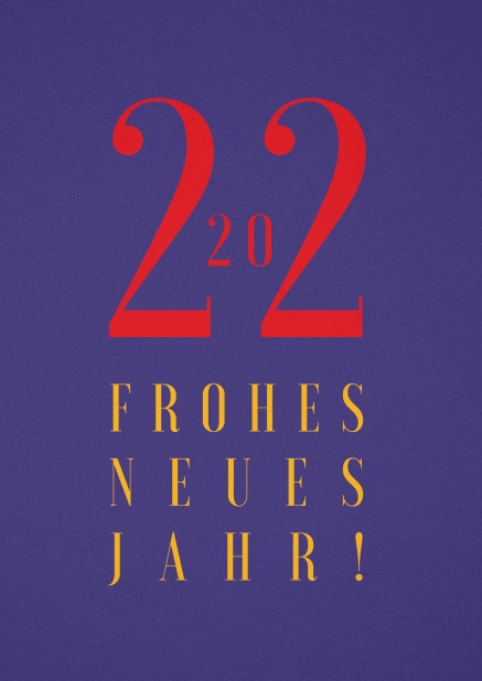 Blaue Neujahrskarte mit 2022 Frohes Neues Jahr Text
