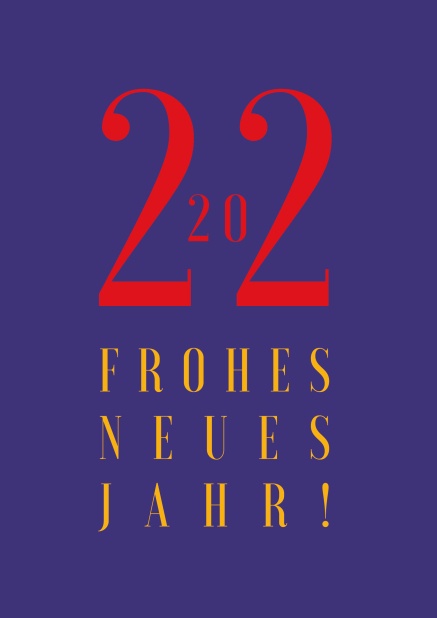 Neujahr 2022 Online blaue Neujahrskarte mit 2022 Frohes Neues Jahr Text