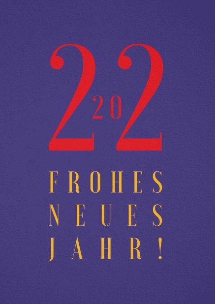 Neujahr 2022 Blaue Neujahrskarte mit 2022 Frohes Neues Jahr Text
