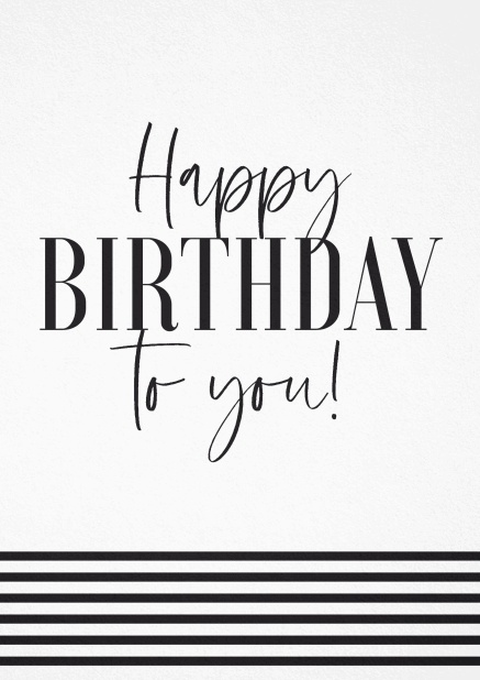 Professional Birthday card in black and white