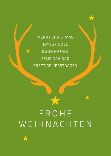 Online Grüne Weihnachtskarte mit goldenem Geweih
