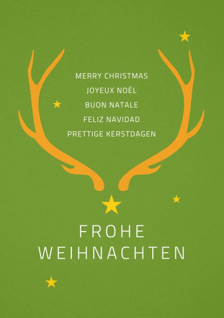 Grüne Weihnachtskarte mit goldenem Geweih