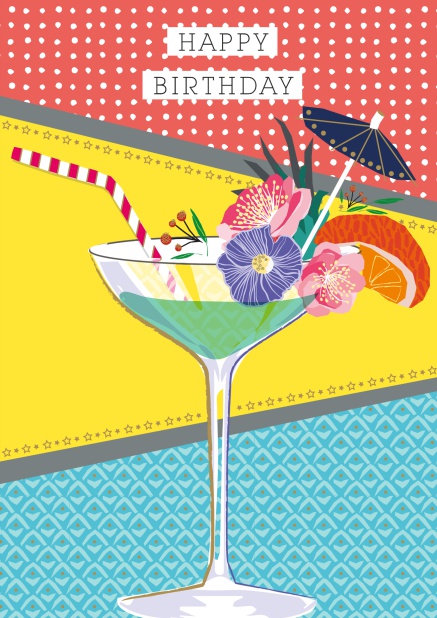Online Grusskarte zum Geburtstag mit Cocktail Drink