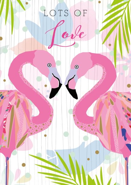 Online Greeting card with two swans in love