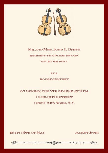 Online invitation card with string instruments
