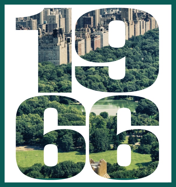 Online Einladungskarte mit ausgeschnittener 1966 für eigenes Foto Grün.