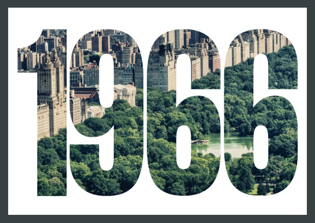 Online Invitation Card with cut out 1966 for an own image Red.