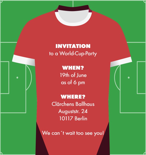 Online Invitation with Swiss National Soccer/Football Jersey Design