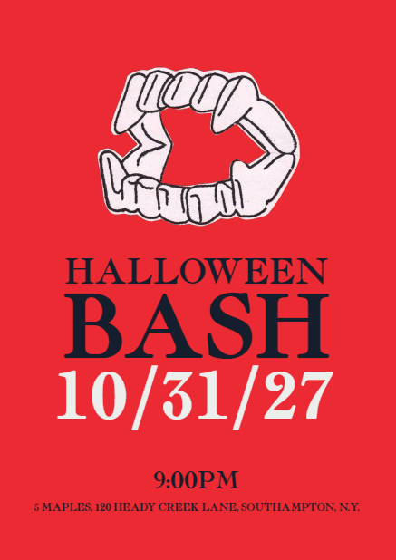 Online Halloween invitation card with animated dracula teeth