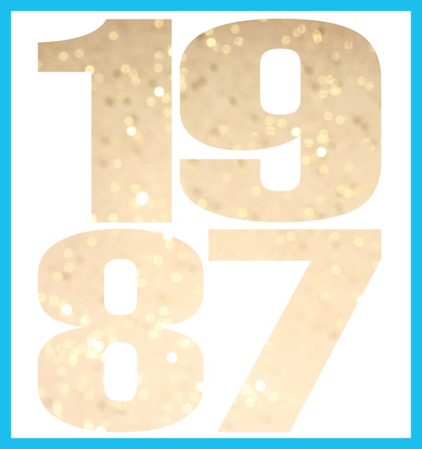 Large Online Invitation card with cut out 1987 Blue.