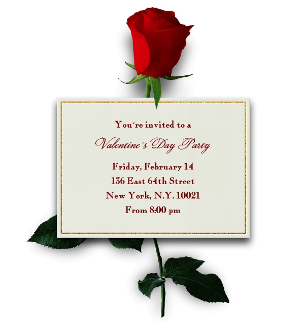 Large Beige Love Letter Invitation with Red Rose.