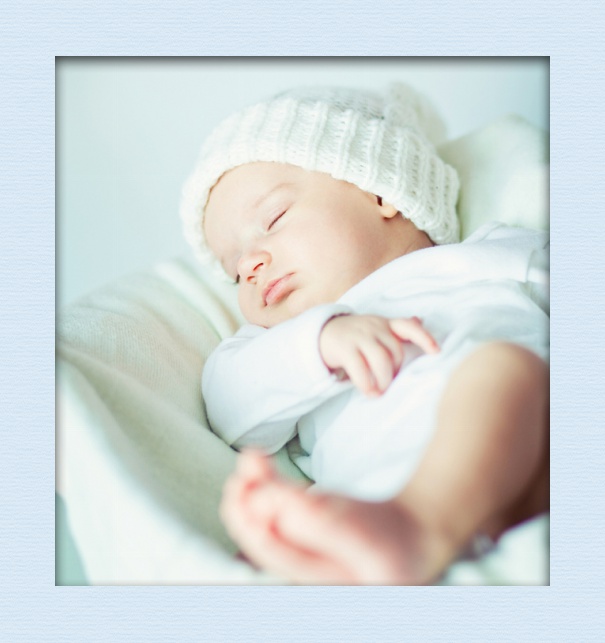 Light Blue portrait online Birth announcement card