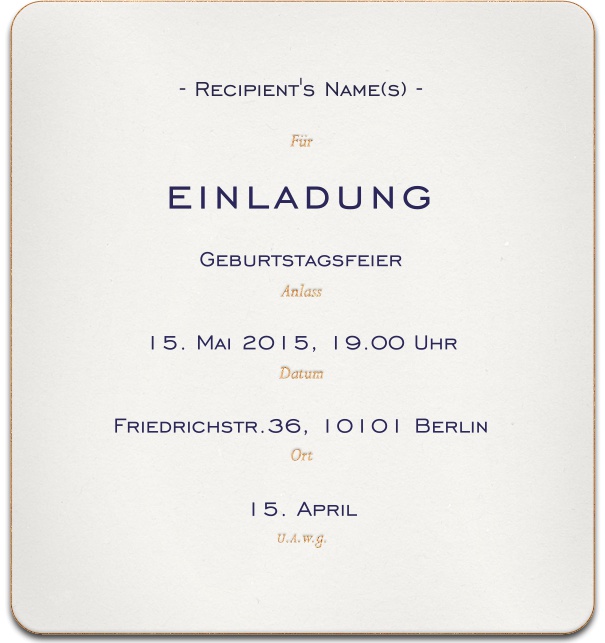 Formal Party Invitation Online with paper Texture and customizable text.