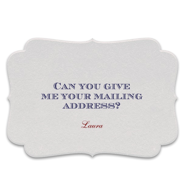 Traditional banner shaped collect postal address card