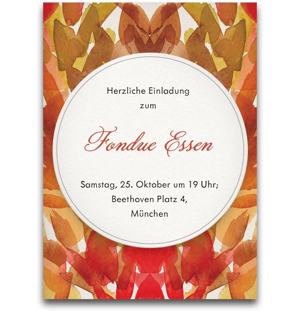 Online Einladungskarte mit Herbstfarben.