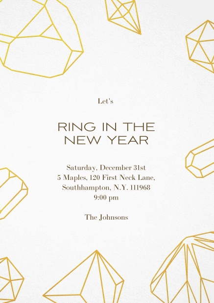 Diamond Ringer - New Years Eve New year's eve invitation card.