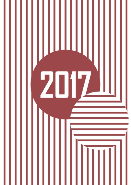 Online Golden Invitation card with a large 2017 on the front. Red.