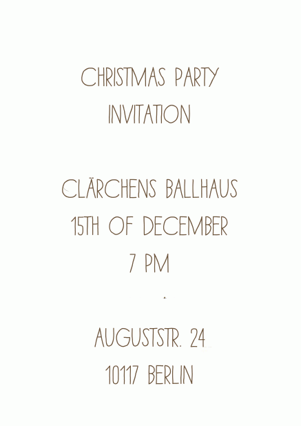 Christmas party invitation card with animated golden frame in portrait format.